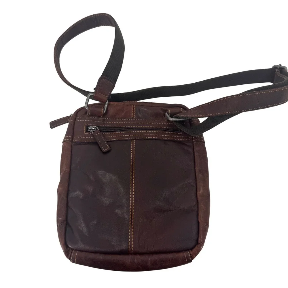 Jack Georges Brown Leather Crossbody Messenger Bag Small Vertical Tablet Bag